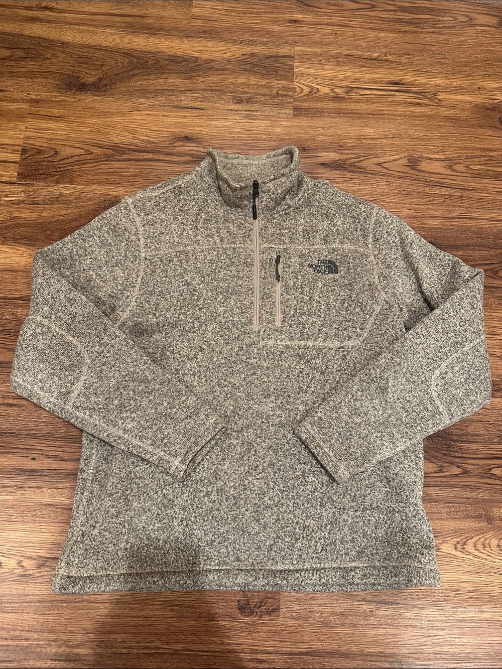 The North Face Sweater Mens Large Beige Quarter Zip Fleece Pullover Mock Neck‎